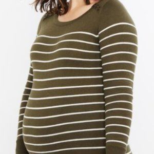 Motherhood Maternity Button Detail Striped Sweater